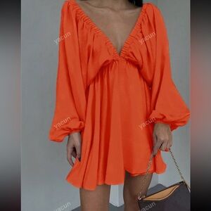 V-Neck Casual Long Sleeve Dress